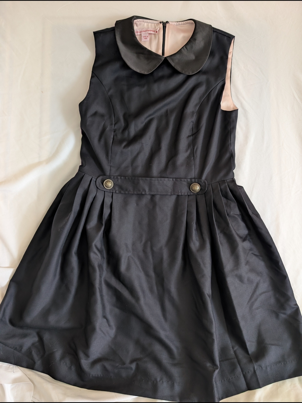 Sleeveless Black Midi Dress with Peter Pan Collar